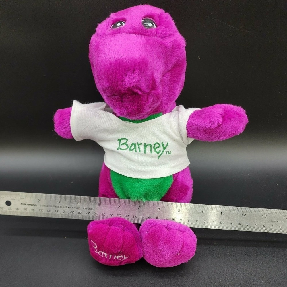 Barney 1992 Plush Purple Dinosaur White Shirt Vintage 90s Toy Lyons Group 11" - Picture 3 of 14
